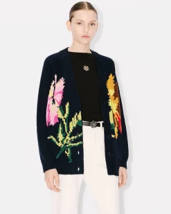 Outlet Cárdigan con bordado ' Drawn Flowers' Mujer Jerséis|Novedades