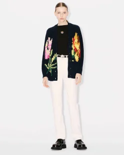 Outlet Cárdigan con bordado ' Drawn Flowers' Mujer Jerséis|Novedades