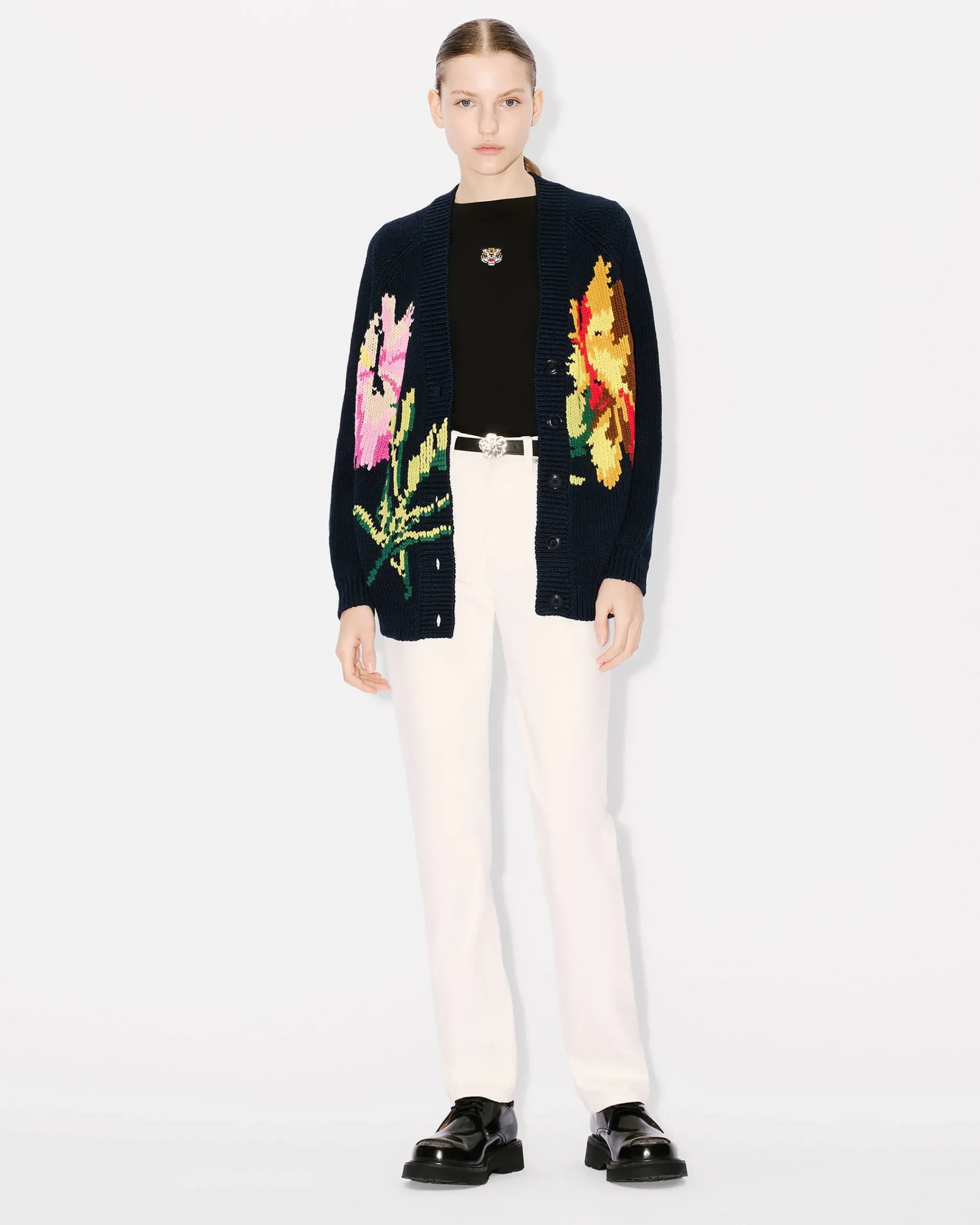 Outlet Cárdigan con bordado ' Drawn Flowers' Mujer Jerséis|Novedades