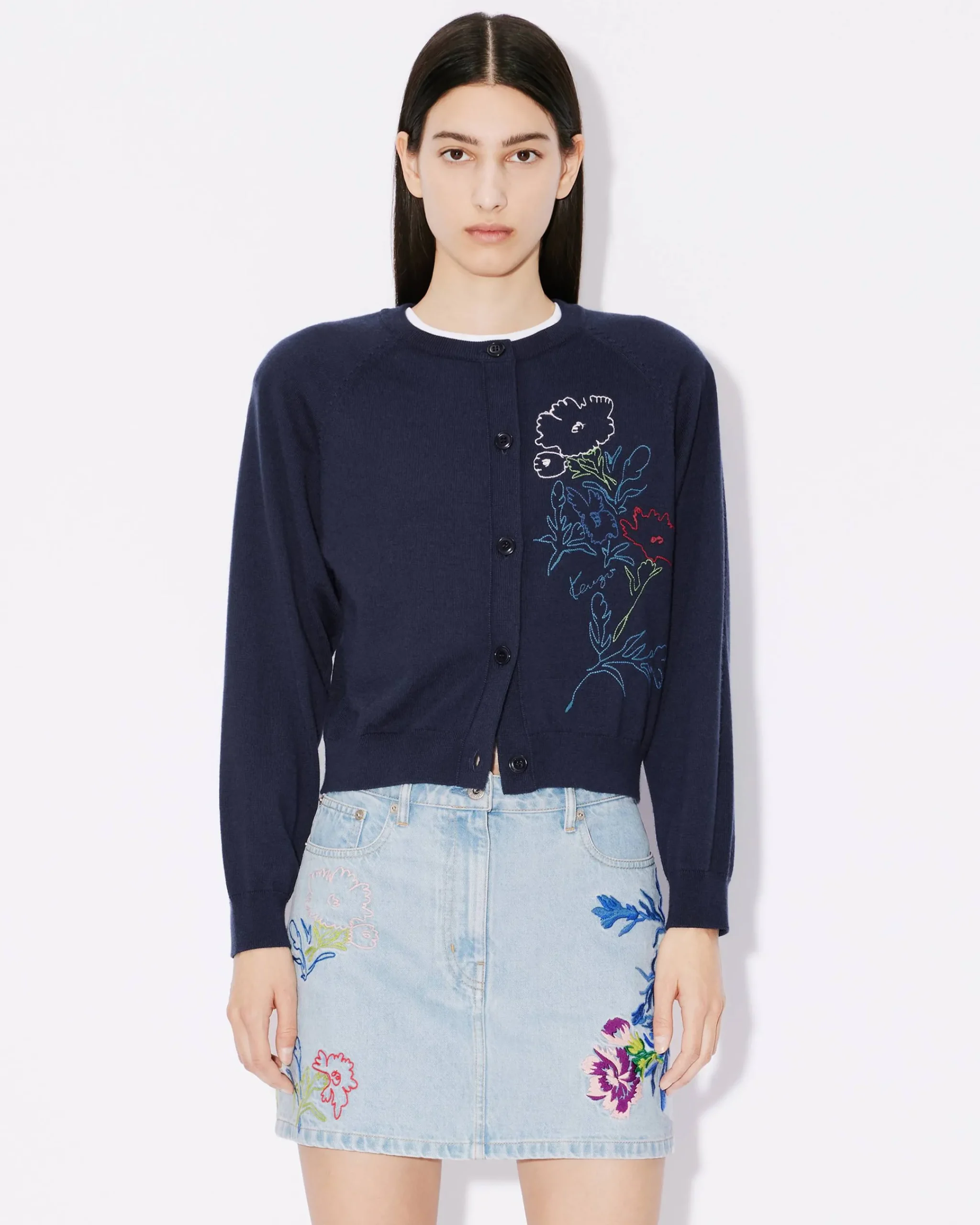 Sale Cárdigan con bordado ' Drawn Flowers' Mujer Jerséis|Novedades