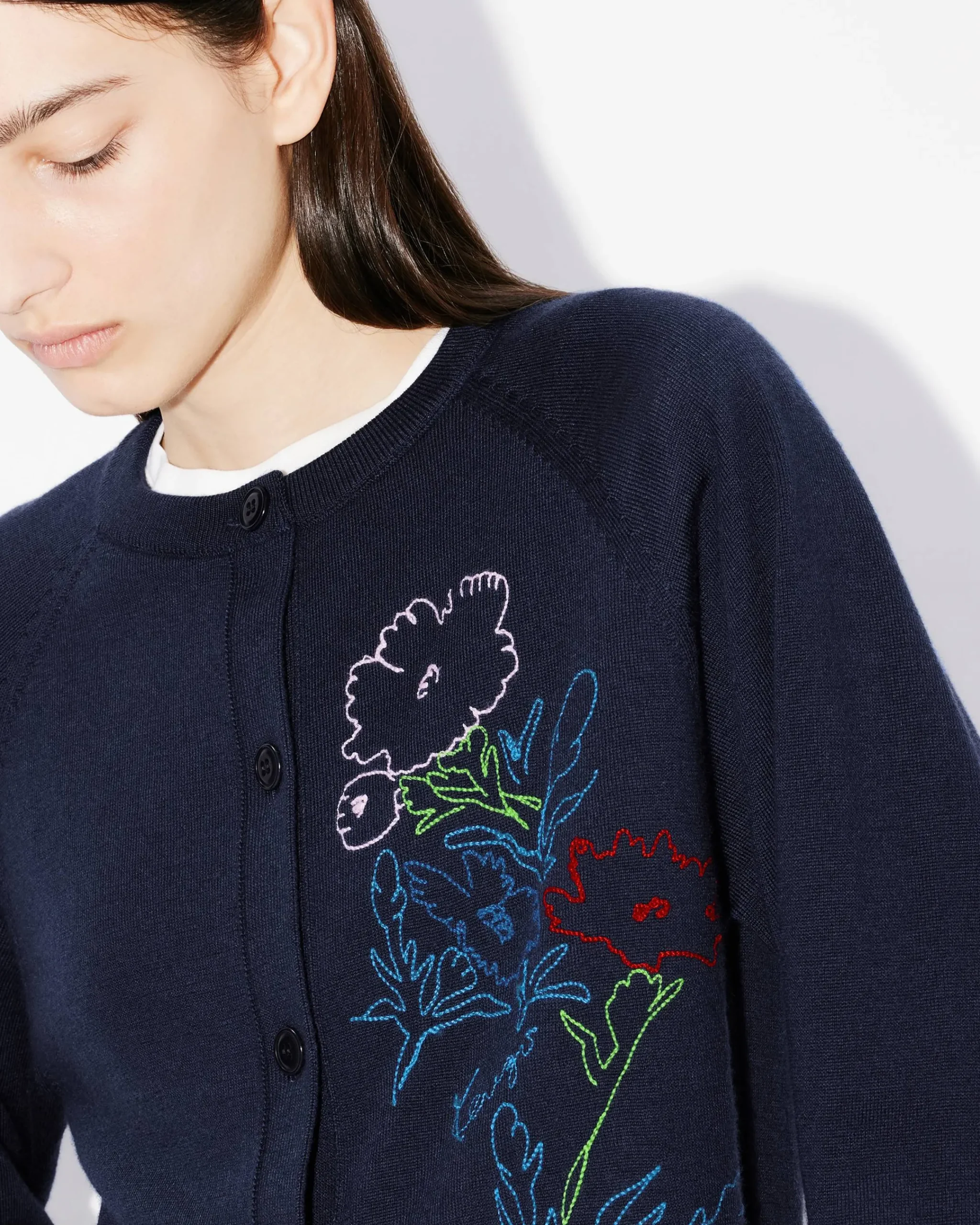 Sale Cárdigan con bordado ' Drawn Flowers' Mujer Jerséis|Novedades