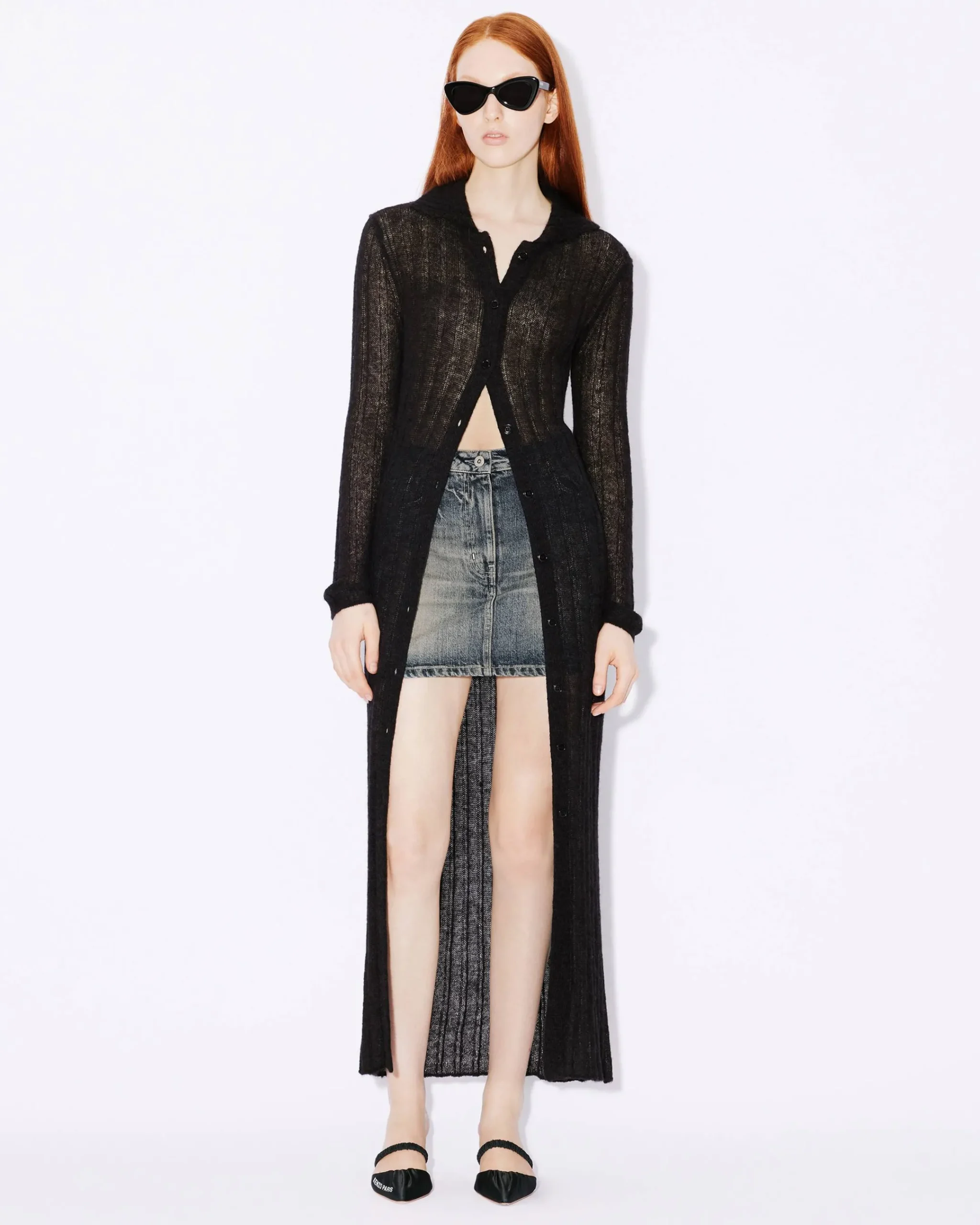 Cheap Cárdigan largo con efecto transparente Mujer Jerséis|Novedades