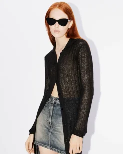 Cheap Cárdigan largo con efecto transparente Mujer Jerséis|Novedades