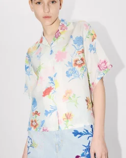 New Camisa hawaiana cropped ' Drawn Flowers' Mujer Camisas y Tops|Novedades