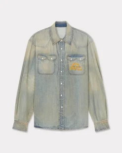 Hot Camisa vaquera de estilo wéstern ' Drawn Varsity' Hombre Denim|Camisas