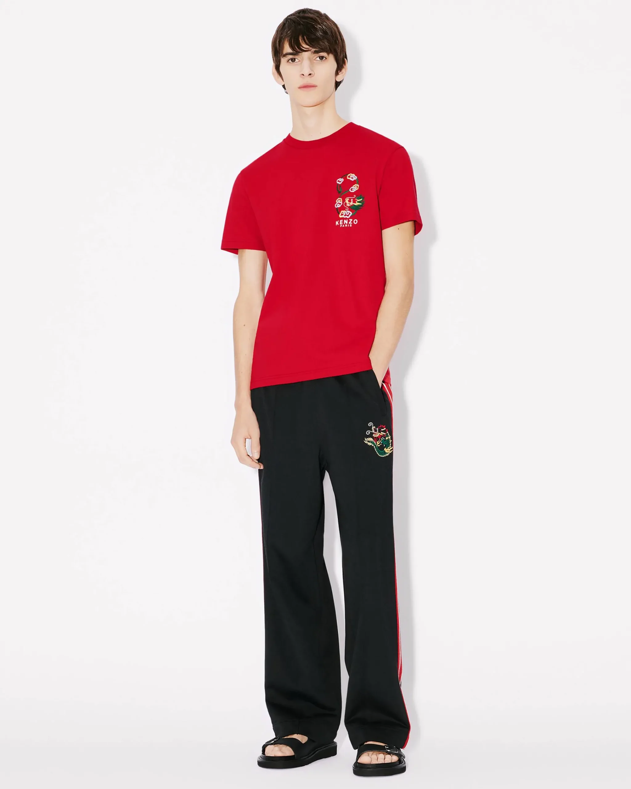 Online Camiseta de corte slim bordada 'Year of the Dragon' Mujer/Hombre Camisetas y Polos|Regalos