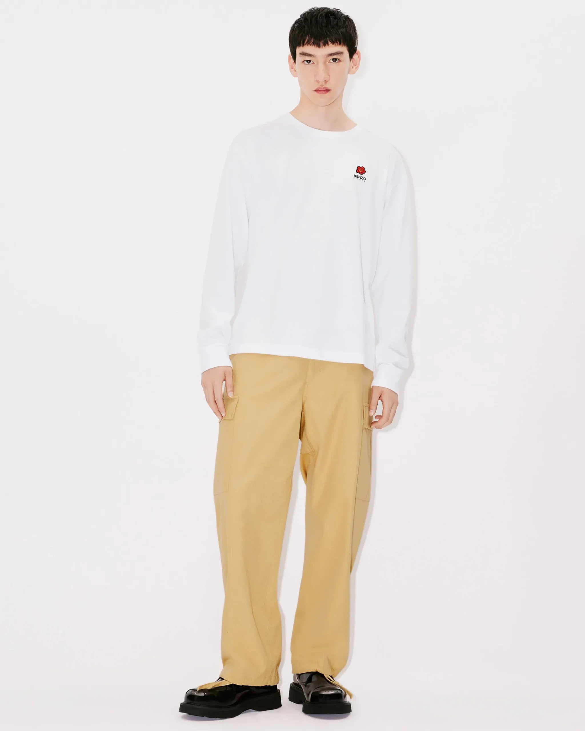 Shop Camiseta manga larga bordada 'Boke Flower' Hombre Camisetas y Polos