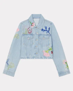 Clearance Cazadora trucker bordada ' Drawn Flowers' Mujer Denim|Chaquetas y Abrigos