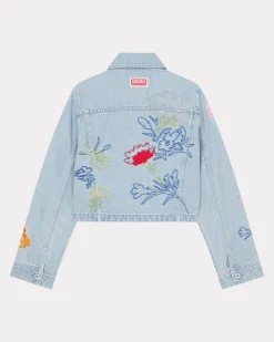 Clearance Cazadora trucker bordada ' Drawn Flowers' Mujer Denim|Chaquetas y Abrigos