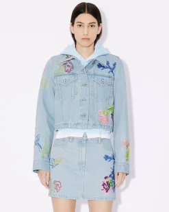 Clearance Cazadora trucker bordada ' Drawn Flowers' Mujer Denim|Chaquetas y Abrigos
