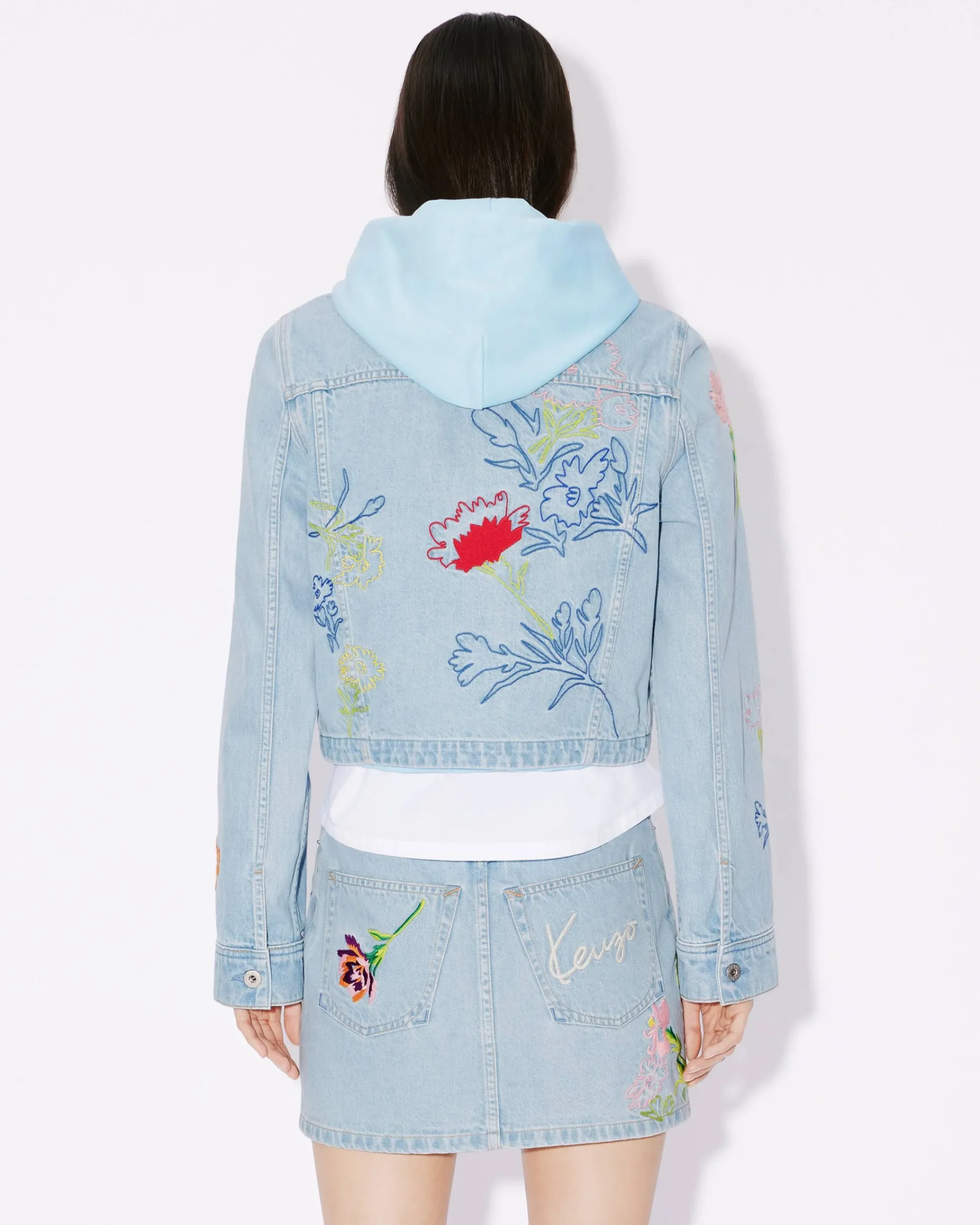 Clearance Cazadora trucker bordada ' Drawn Flowers' Mujer Denim|Chaquetas y Abrigos