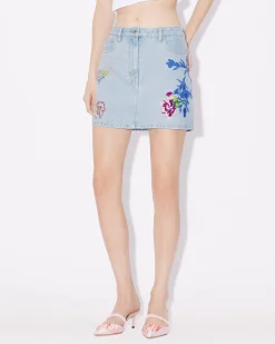 Online Minifalda bordada ' Drawn FLowers' Mujer Denim|Vestidos y Faldas