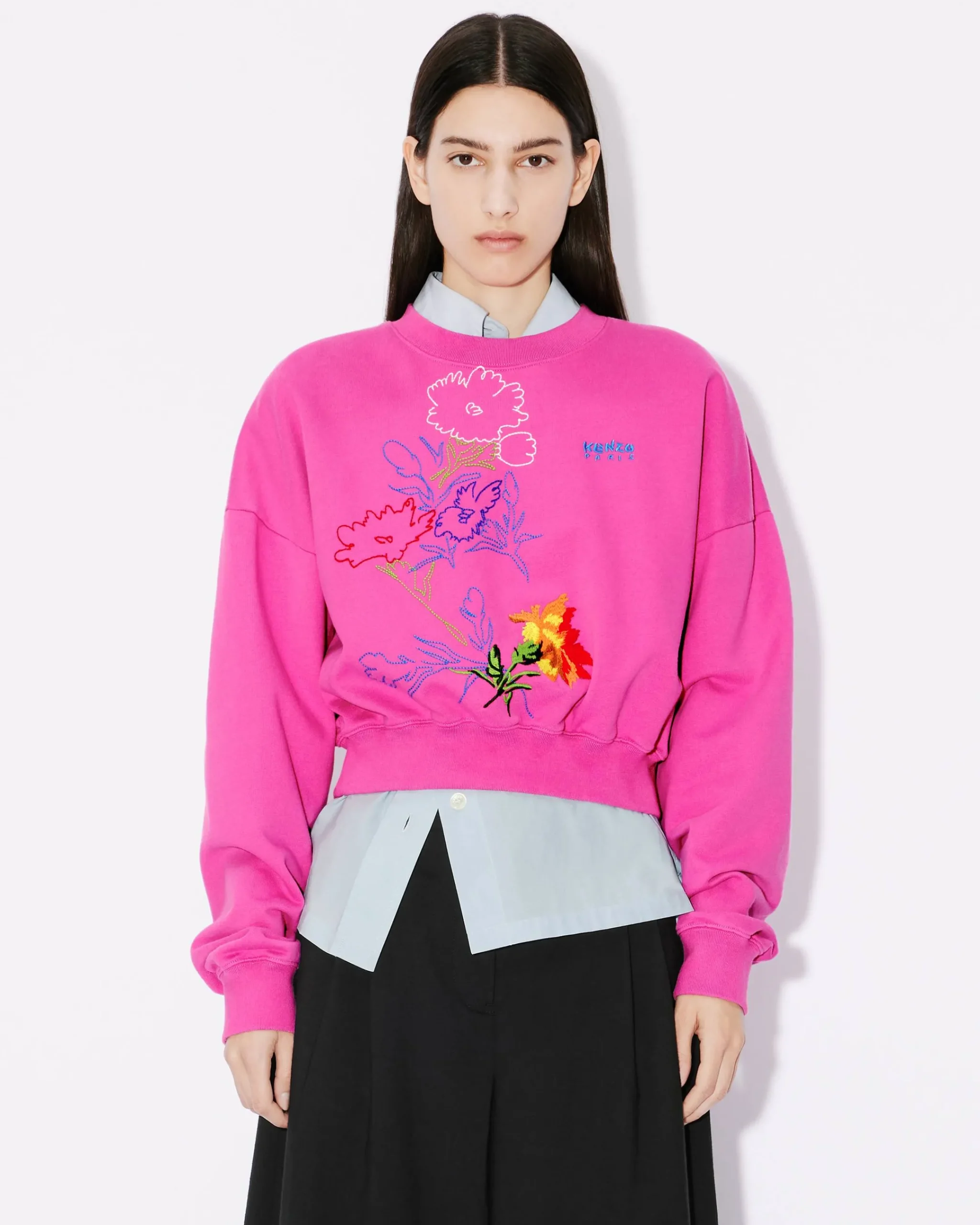 Fashion Sudadera bordada ' Drawn Flowers' Mujer Sudaderas y Hoodies|Novedades