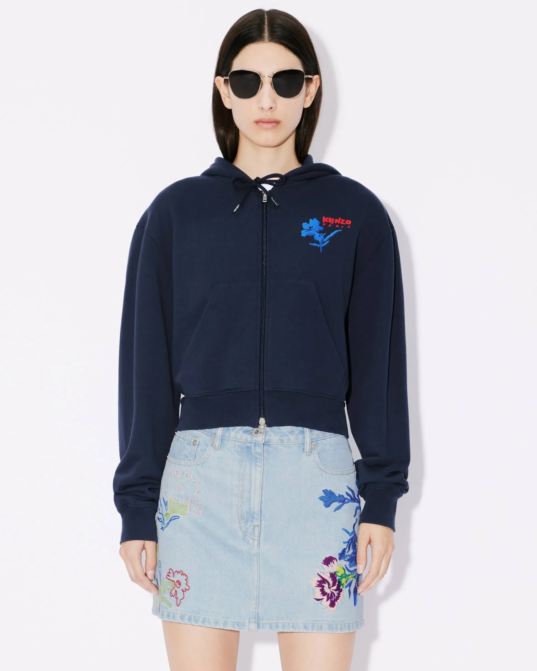 New Sudadera con capucha y bordado ' Drawn Flowers' Mujer Sudaderas y Hoodies|Novedades