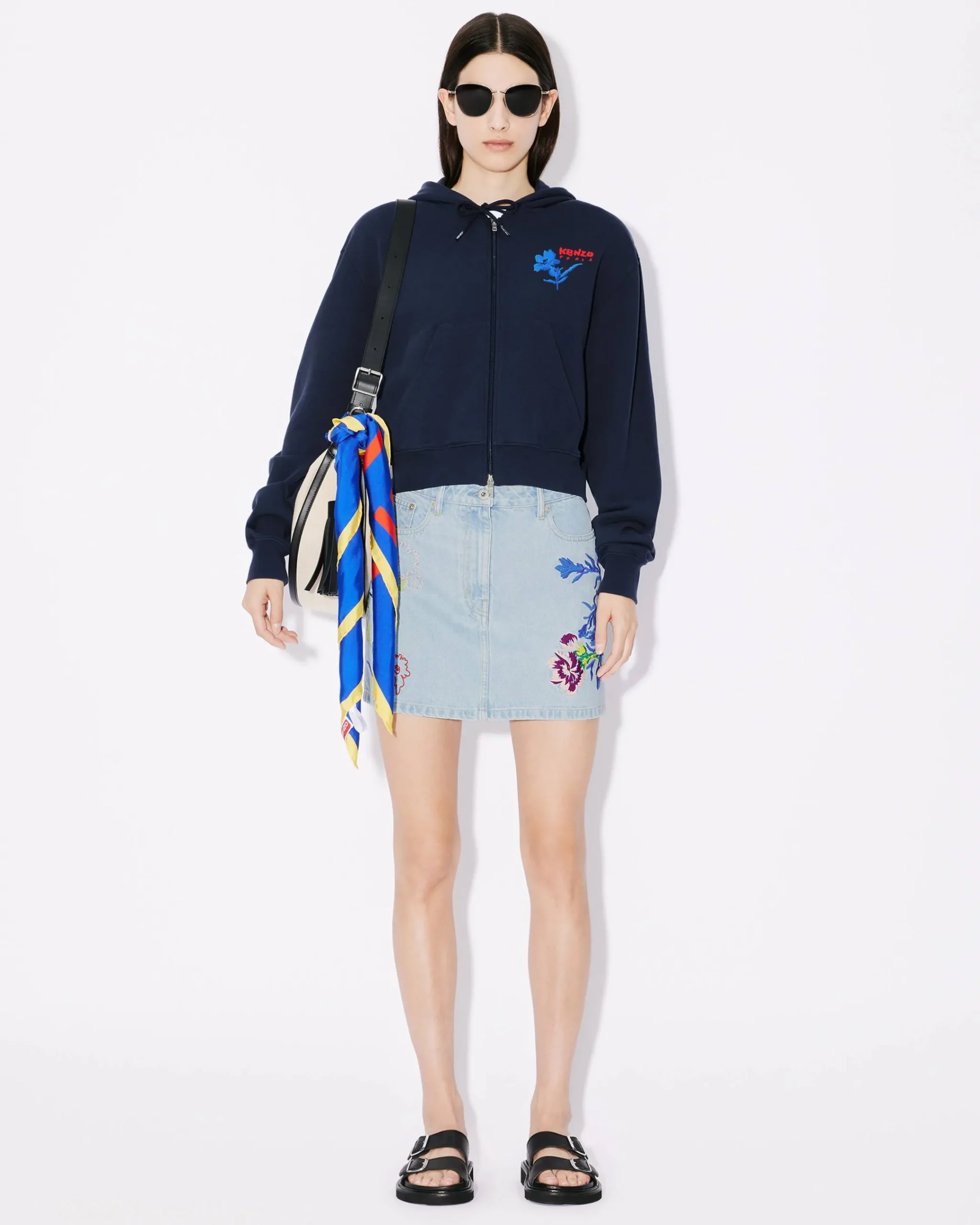 New Sudadera con capucha y bordado ' Drawn Flowers' Mujer Sudaderas y Hoodies|Novedades