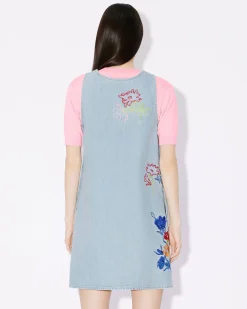 Sale Vestido sin mangas bordado ' Drawn Flowers' Mujer Denim|Vestidos y Faldas
